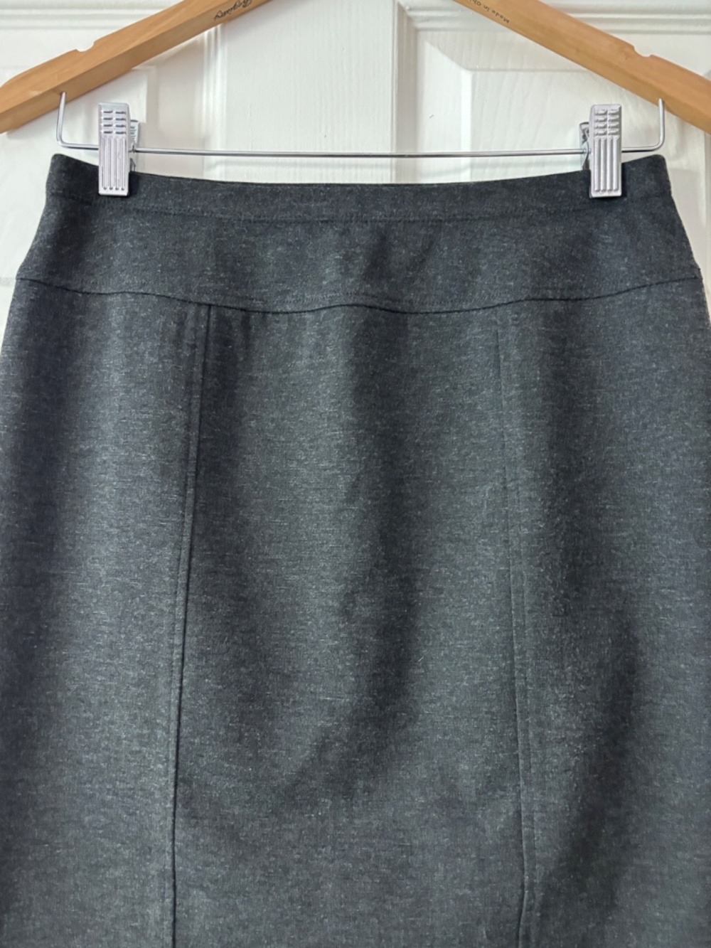 Ellen Tracy Ponte Knit Pencil Skirt - Charcoal Gray S - Picture 5 of 10